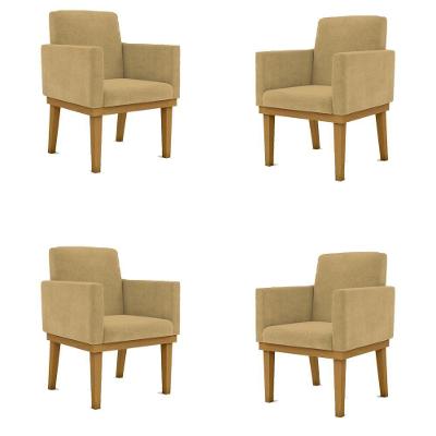 Kit 04 Poltronas Decorativa Reforçada Oferta - Balaqui Decor Cor:capuccino