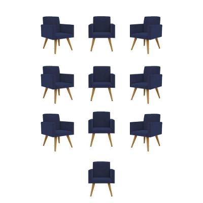 Kit 10 Poltronas Decorativa Nina - Escritório - Recepção ? Balaqui Decor Cor:azul Marinho