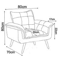 Kit 2 Poltronas Opalas Com Puff Redondo Suede Roxo