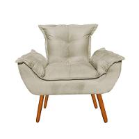 Kit 2 Poltronas Opalas Com Puff Redondo Suede Nude - 11