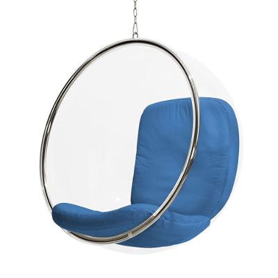Poltrona Bubble Chair Acrilico Com Estofado Sued Azul Cor Azul