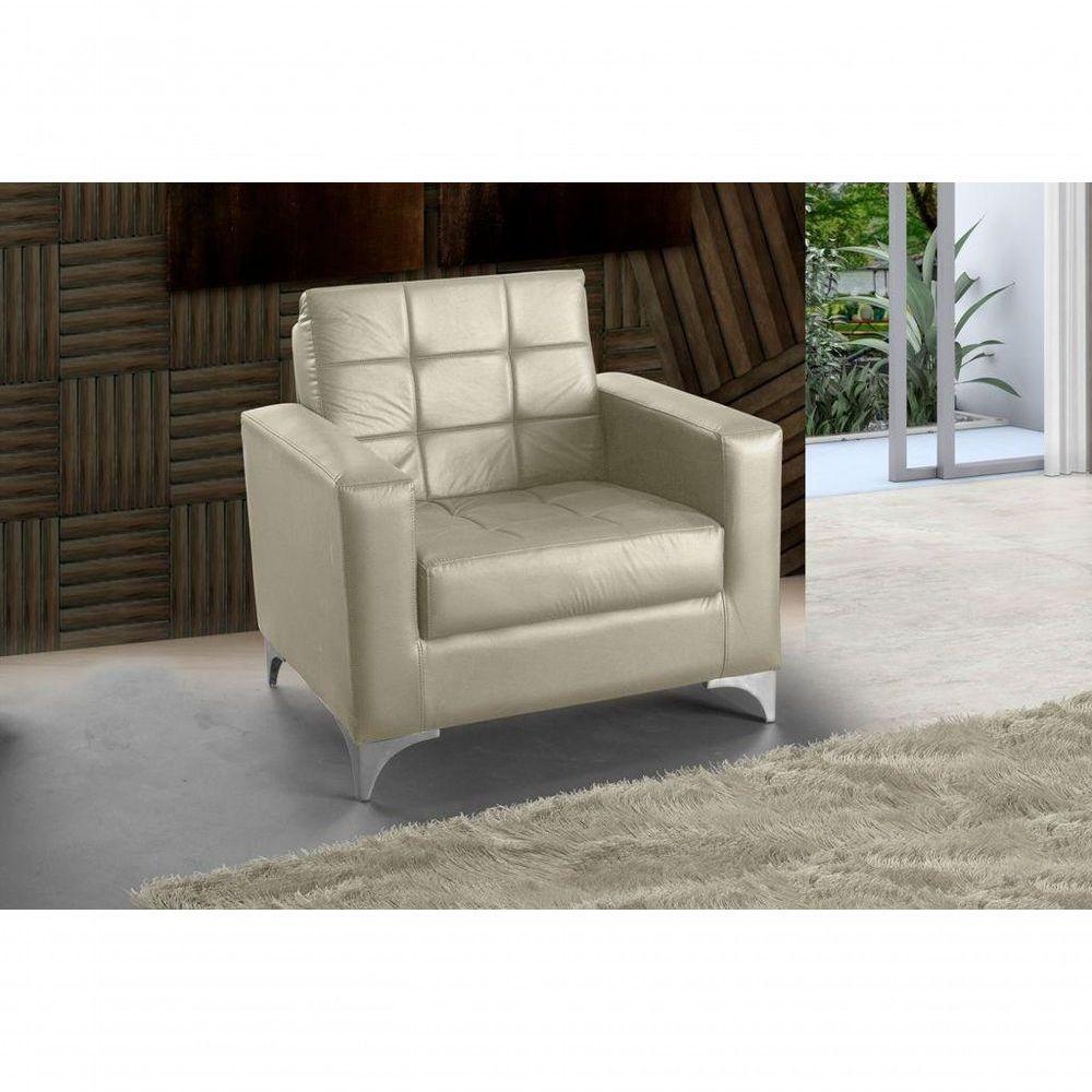 Poltrona Decorativa Taina - Tecido Sintético Bege - 1