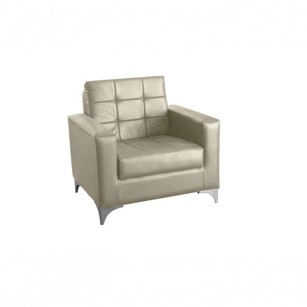 Poltrona Decorativa Taina - Tecido Sintético Bege - 2