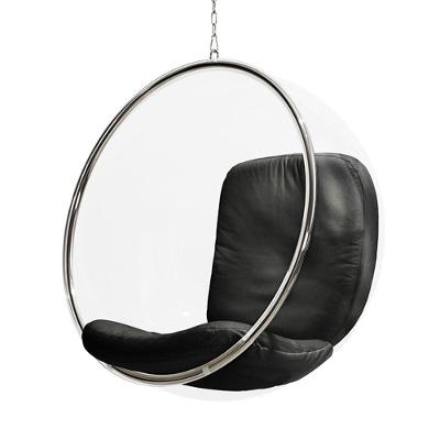 Poltrona Bubble Chair Acrilico Com Estofado Sintético Preto Cor Preto
