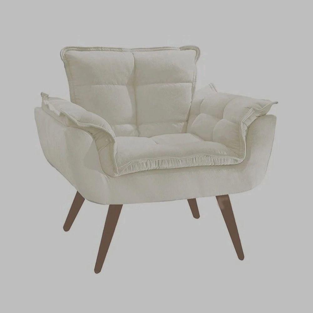 Kit 2 Poltronas Opalas Com Puff Redondo Suede Bege - 7