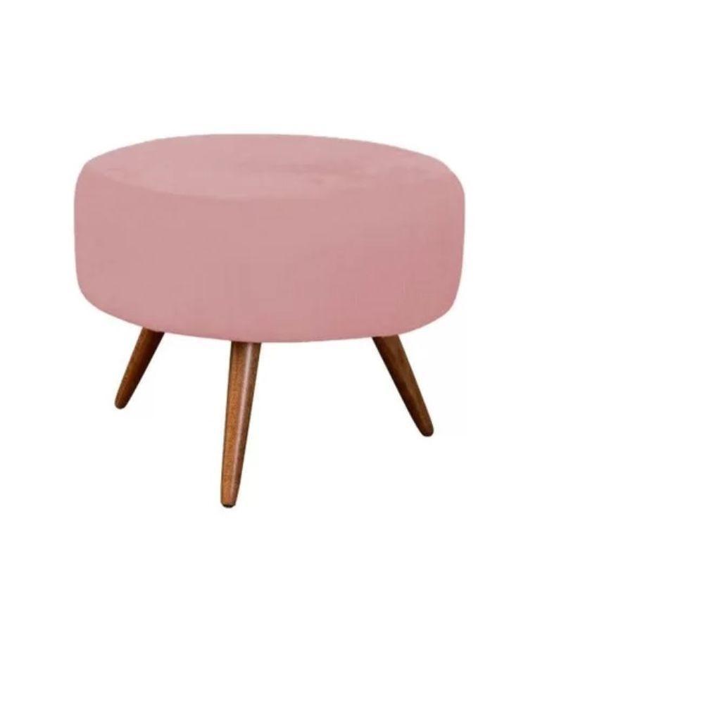 Kit 2 Poltronas Opalas Com Puff Redondo Suede Rose - 5