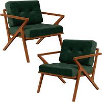 Kit 02 Poltronas Com Cintas De Corano Facto Verde Musgo - 1