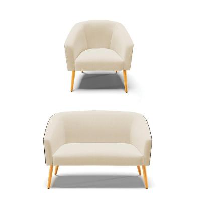 Kit 01 Namoradeira 02 Lugares E 01 Poltrona Preto Areia A27