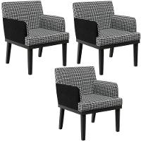 Kit 03 Poltronas Base Preto Beatriz Couríssimo Preto - 1