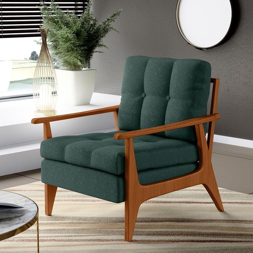 Kit 02 Poltronas Encosto Emília Linho Verde Musgo - 9