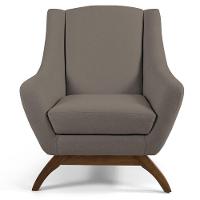 Kit 02 Poltronas Fixa Base De Madeira Veludo Bege Escuro - 5