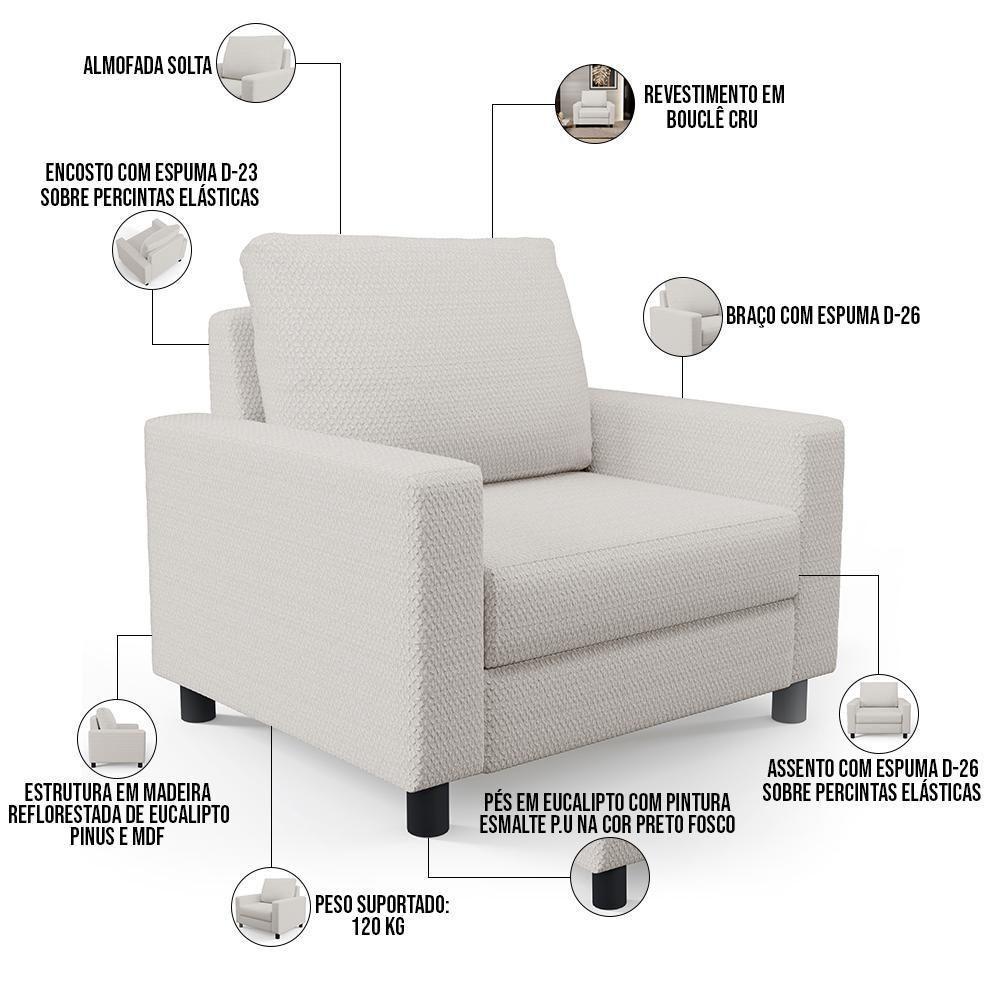 Kit 02 Poltronas Malta Bouclê Cru - 6