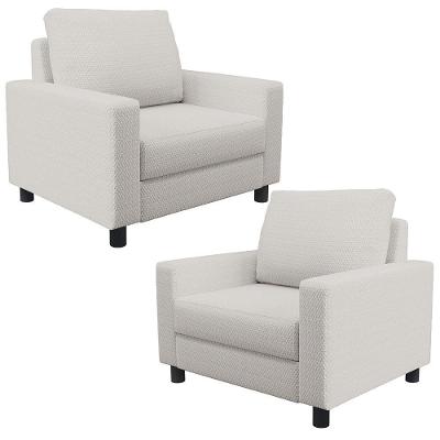 Kit 02 Poltronas Decorativas Malta L02 Bouclé Off White Lyam Decor
