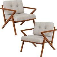 Kit 02 Poltronas Com Cintas De Corano Laís Linho Champagne - 1