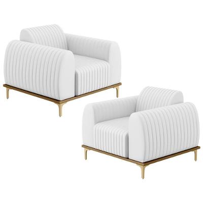 Kit 2 Poltronas Decorativas Molino D02 Corano Branco Lyam Decor