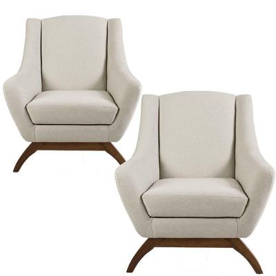 Kit 2 Poltronas Decorativas Juliet D02 Fixa Algodão Bege Lyam Decor