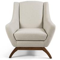 Kit 02 Poltronas Fixa Base De Madeira Algodão Bege C-370 - 7