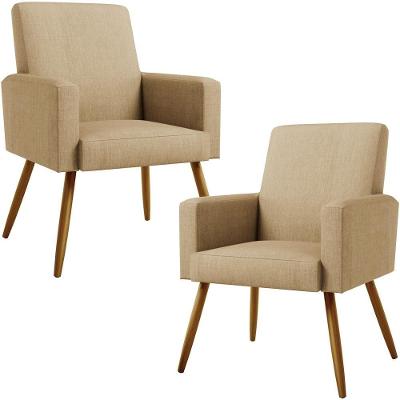 Kit 2 Poltronas Maria Decorativa Sala de Estar Bege Lyam Decor