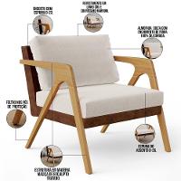 Kit 04 Poltronas Pietra Couríssimo Marrom Linho Cru - 11