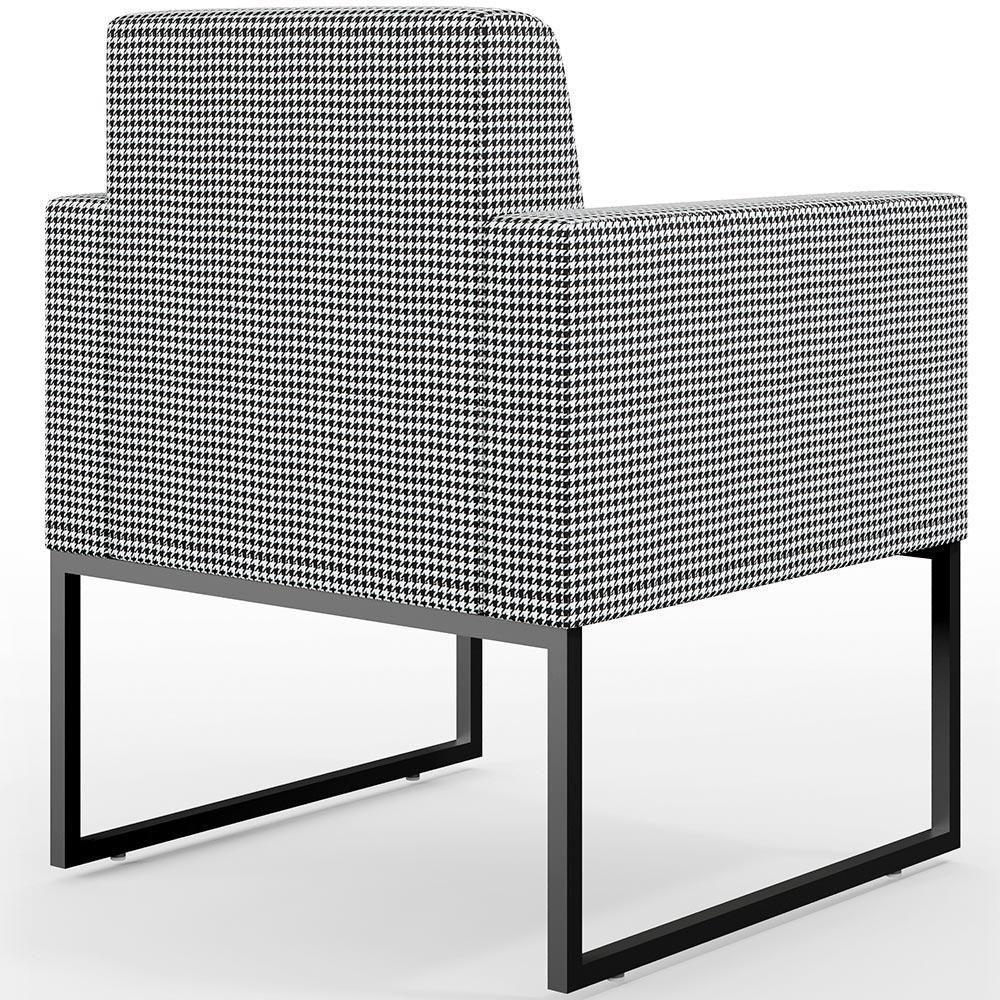 Kit 04 Poltronas Sala Base Fixa Metal Helô L02 Pied Poule - 2