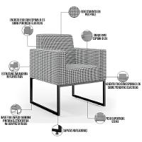 Kit 04 Poltronas Sala Base Fixa Metal Helô L02 Pied Poule - 6