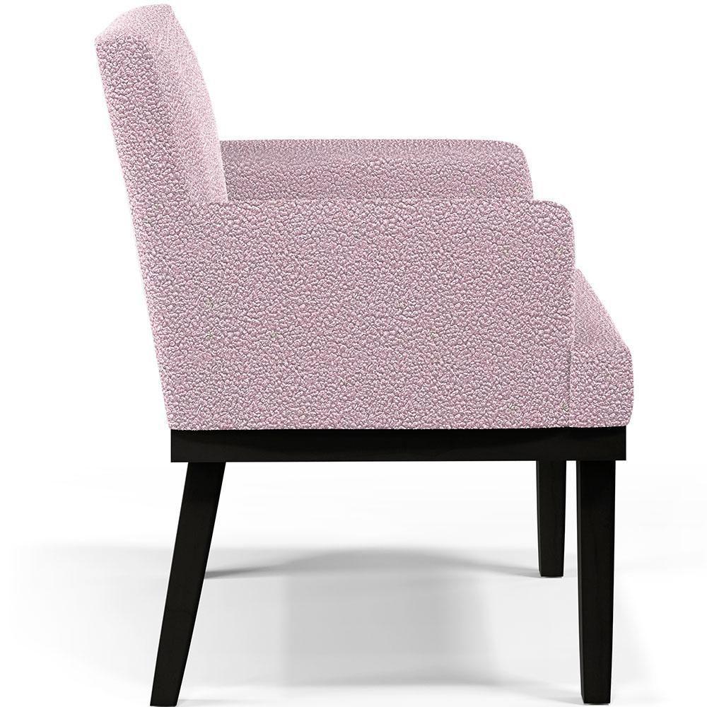 Kit 04 Poltronas Base Preto Beatriz Bouclê Rosê - 5
