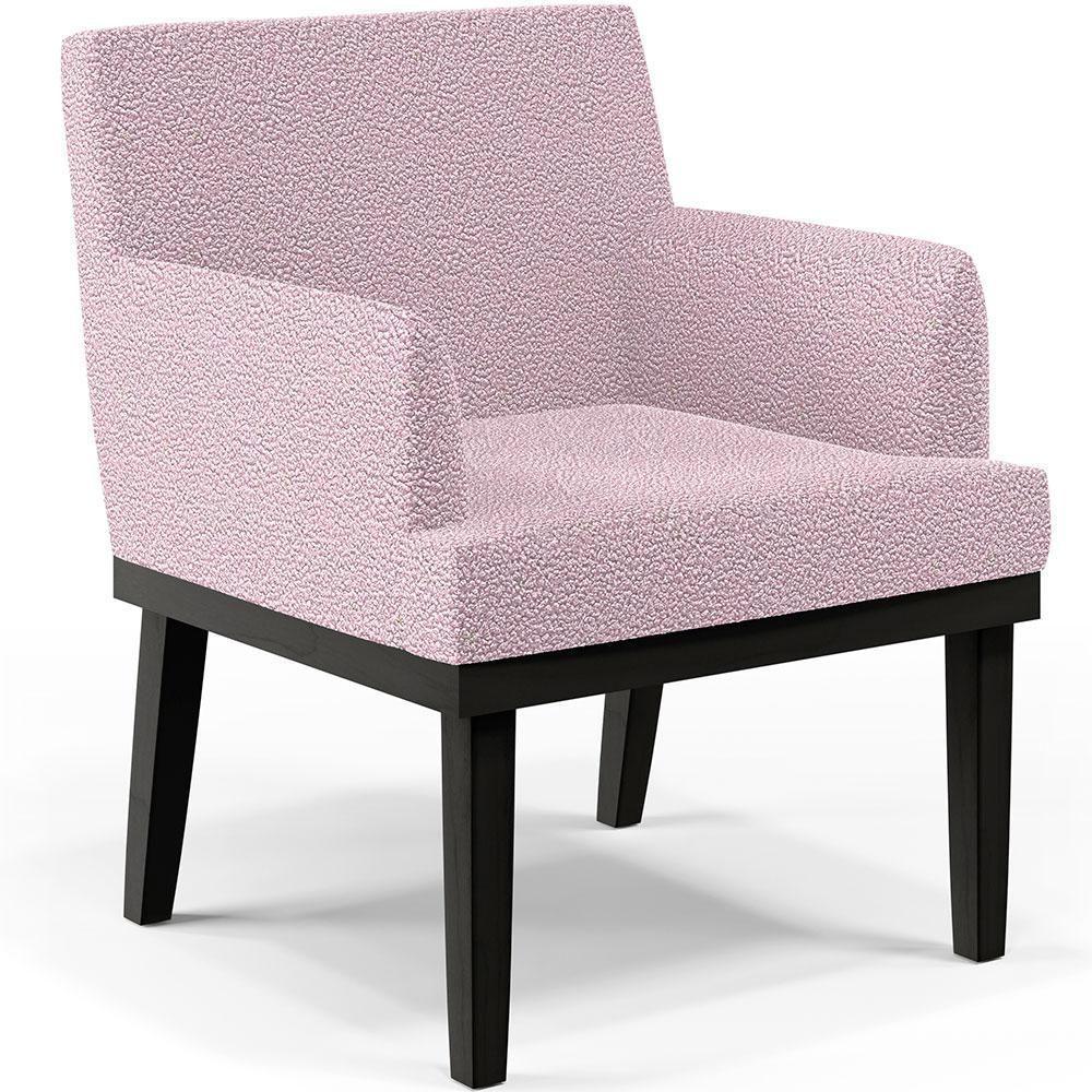 Kit 04 Poltronas Base Preto Beatriz Bouclê Rosê - 9