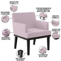 Kit 04 Poltronas Base Preto Beatriz Bouclê Rosê - 8