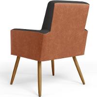 Kit 02 Poltronas Pés Palito Linho Chumbo Couríssimo Camel