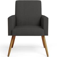 Kit 02 Poltronas Pés Palito Linho Chumbo Couríssimo Camel - 7