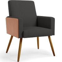 Kit 02 Poltronas Pés Palito Linho Chumbo Couríssimo Camel - 13