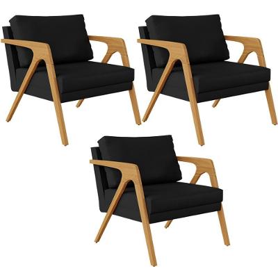 Kit 03 Poltrona Decorativa Pietra Corano Preto Lyam Decor
