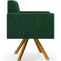 Kit 04 Poltronas Base Giratória De Madeira Facto Verde Musgo - 3