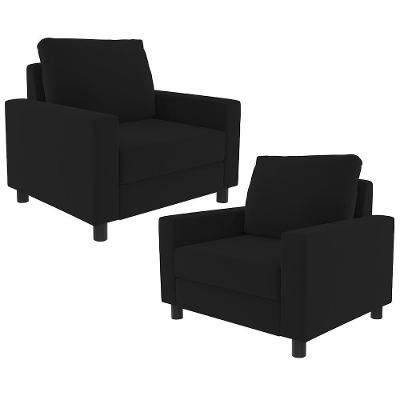 Kit 2 Poltronas Malta Decorativas Suede Preto Lyam Decor