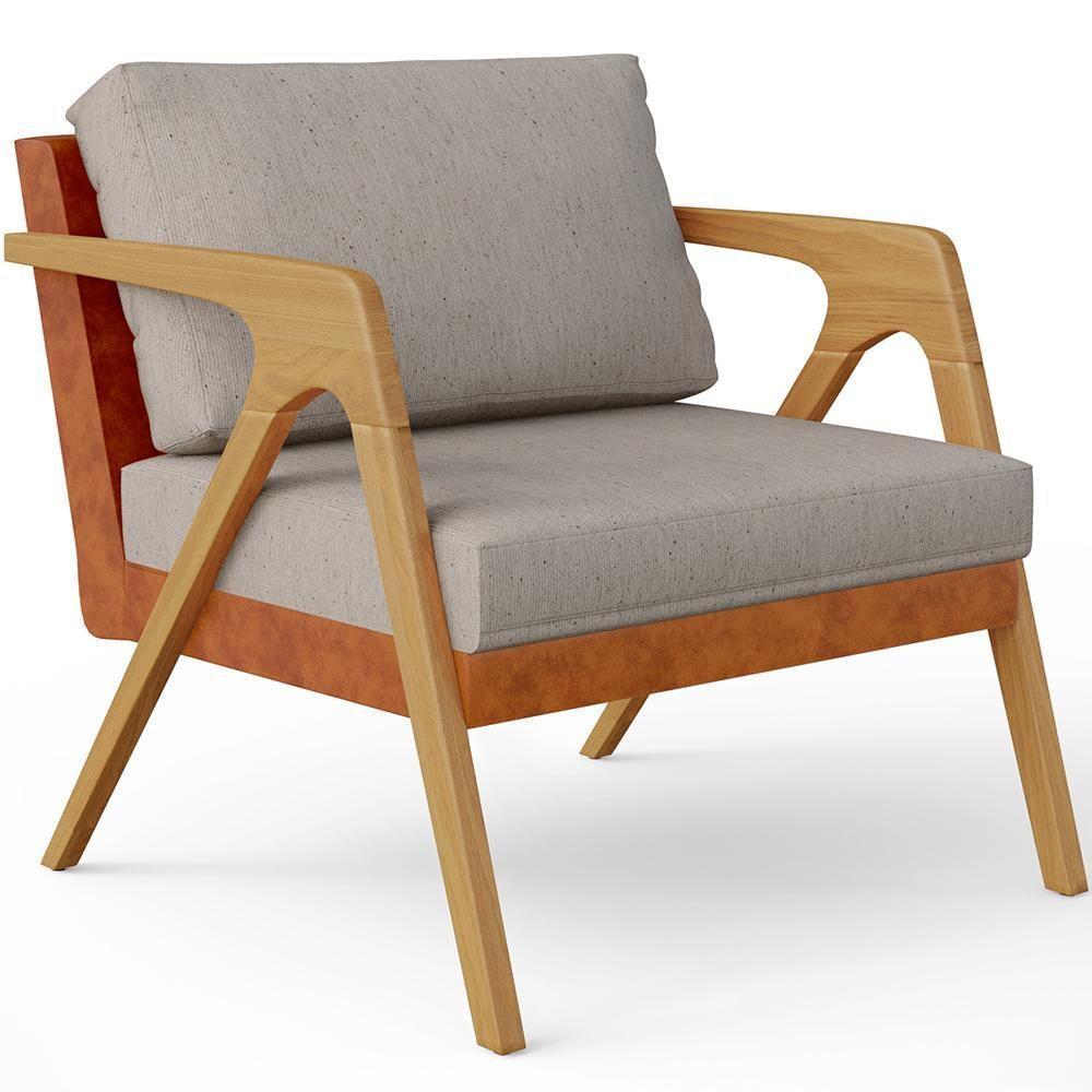 Kit 04 Poltronas Couríssimo Camel Linho Bege - 7