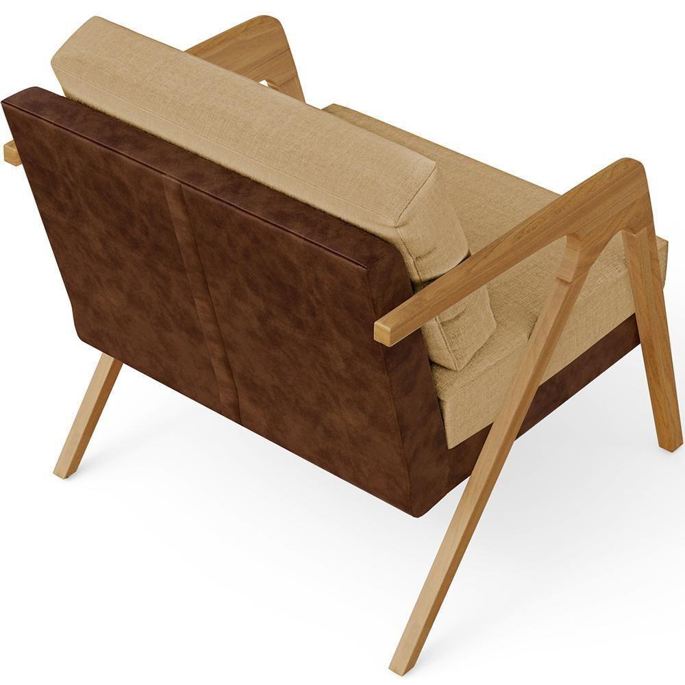 Kit 04 Poltronas Pietra Couríssimo Marrom Linho Bege Escuro - 2