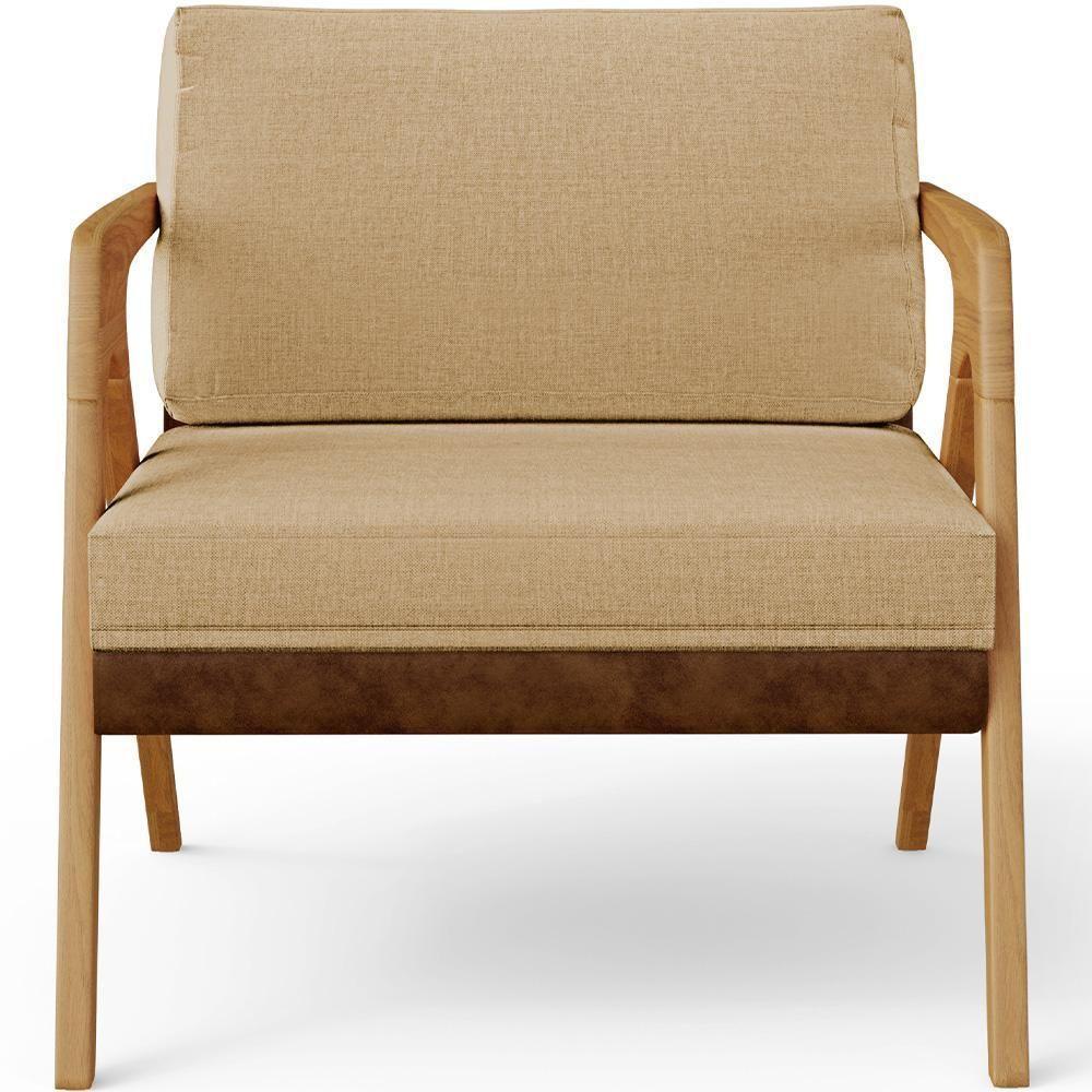 Kit 04 Poltronas Pietra Couríssimo Marrom Linho Bege Escuro - 4