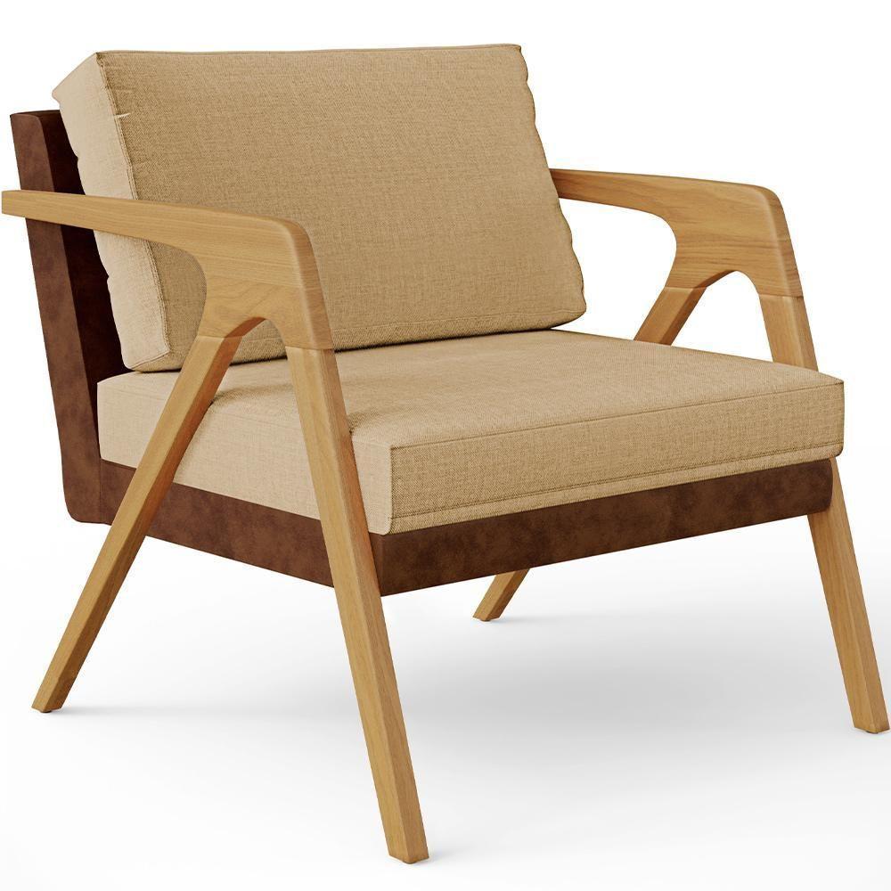 Kit 04 Poltronas Pietra Couríssimo Marrom Linho Bege Escuro - 9