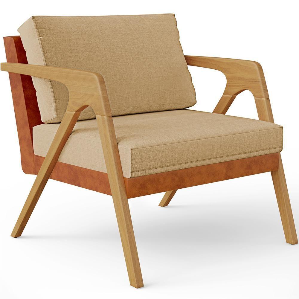 Kit 04 Poltronas Pietra Couríssimo Camel Linho Bege Escuro - 7