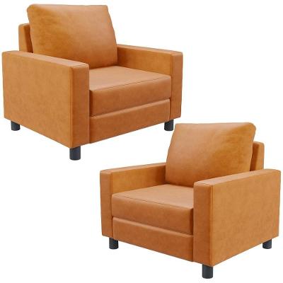 Kit 2 Poltronas Decorativas Malta L02 Corino Marrom Lyam Decor