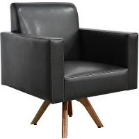 Kit 02 Poltronas Giratória Base De Madeira Couríssimo Preto - 5