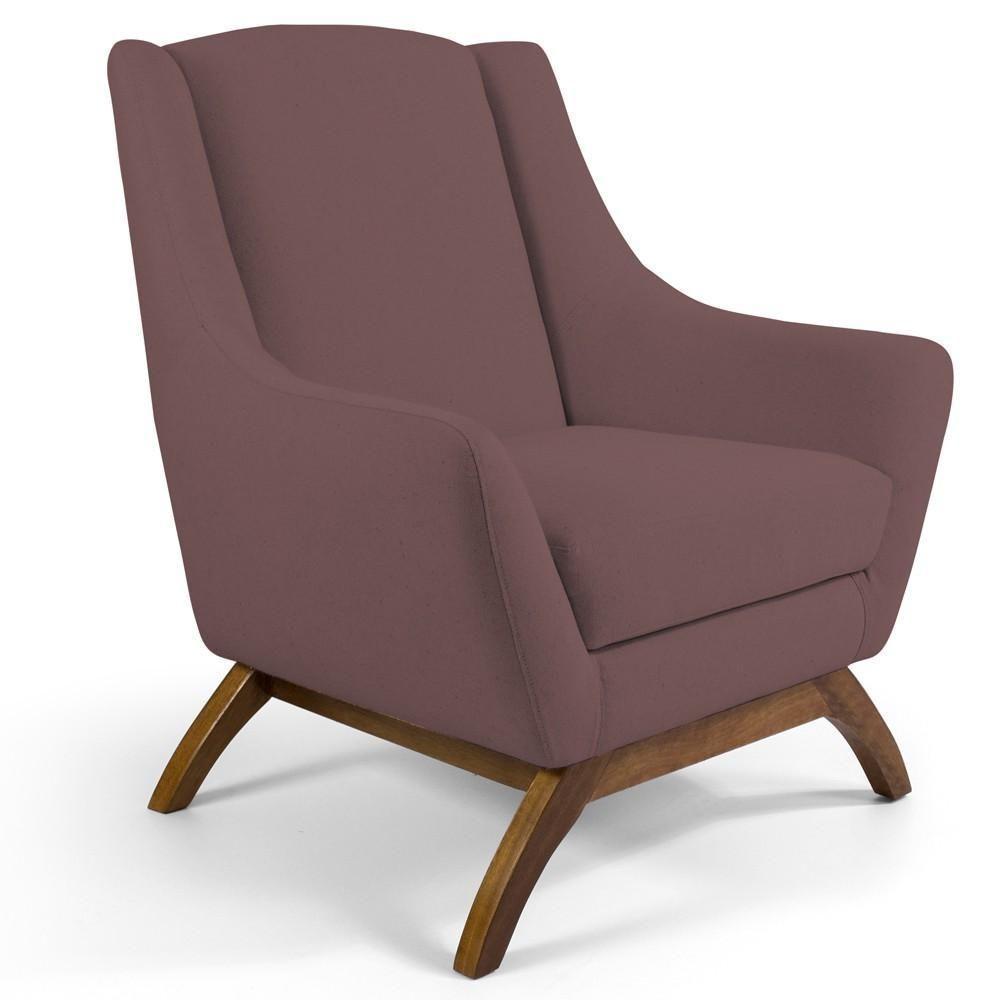 Kit 02 Poltronas Fixa Base De Madeira Veludo Rosê - 4