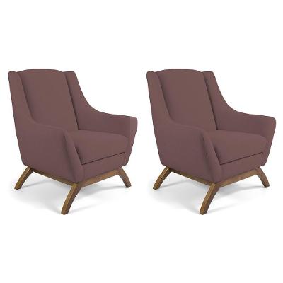 Kit 2 Poltronas Decorativas Juliet D02 Fixa Veludo Rosa Lyam Decor