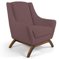 Kit 02 Poltronas Fixa Base De Madeira Veludo Rosê - 4