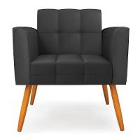 Kit 2 Poltronas Elisa Corino Preto Pés Palito Castanho - D'rossi - 7