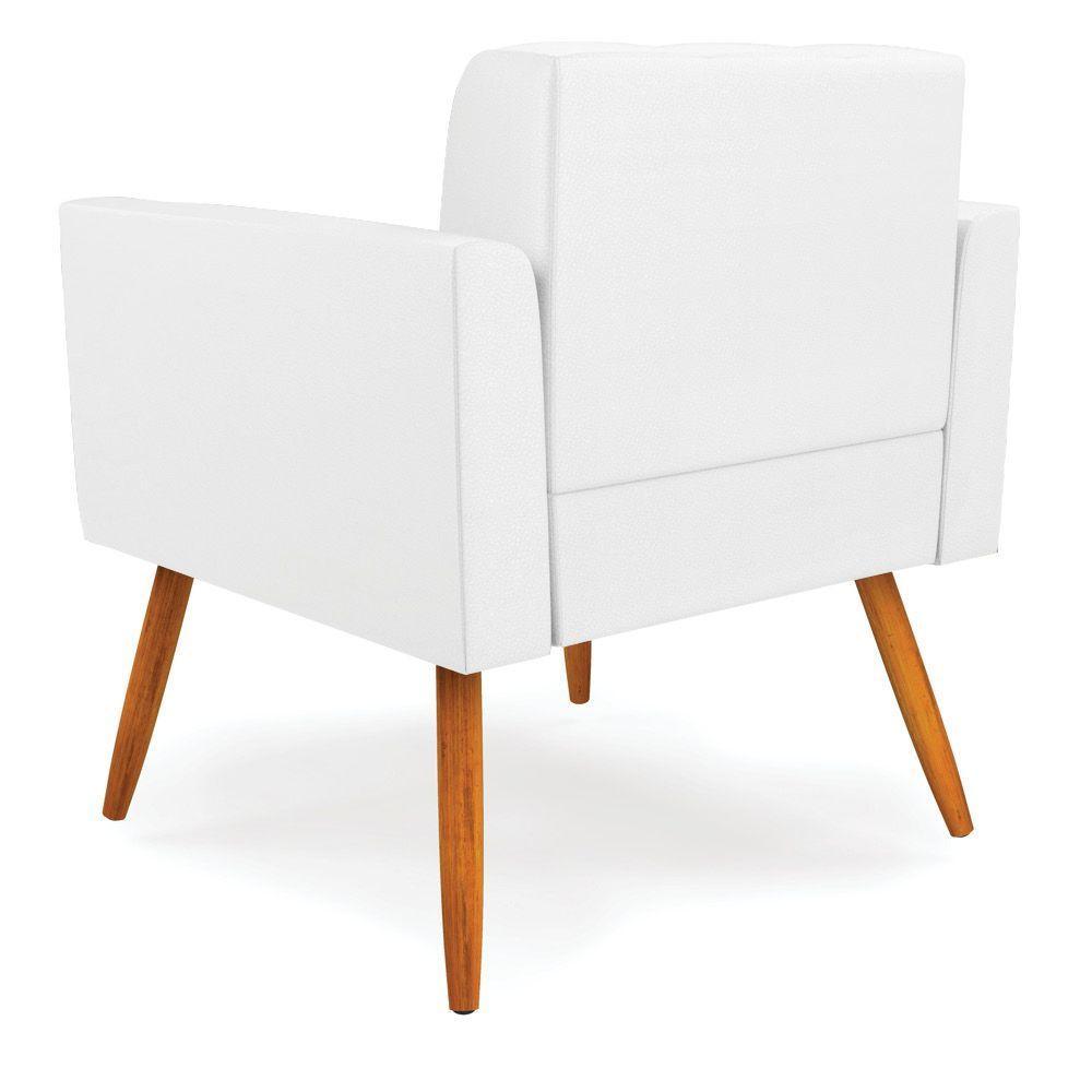 Kit 2 Poltronas Elisa Corino Branco Pés Palito Castanho - D'rossi - 4