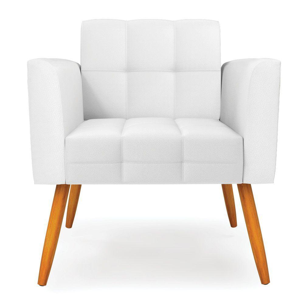 Kit 2 Poltronas Elisa Corino Branco Pés Palito Castanho - D'rossi - 6