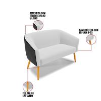 Kit 1 Namoradeira 2 Lugares E 2 Poltronas Preto Cinza A05 - 5