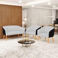 Kit 1 Namoradeira 2 Lugares E 2 Poltronas Preto Cinza A05 - 8