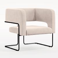 Poltrona Base De Aço Preto Veludo Bege C-309 - 1